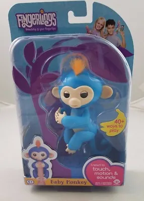 $62.12 • Buy Fingerlings Baby Interactive Monkey Boris Blue 40 Sounds Finger Toy Authentic