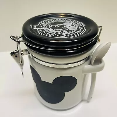 Disney Parks Canister W/ Spoon Mickey Mouse Writeable Ceramic Flour Sugar Jar • $27.50