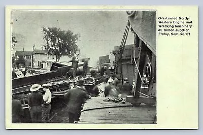 J90/ Milton Junction Wisconsin Postcard C1910 Railroad Wreck Disaster 615 • $13.80