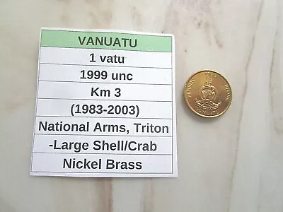 VANUATU 1 Vatu 1999 Unc Km 3 (1983-date) Triton Crab • $3.96