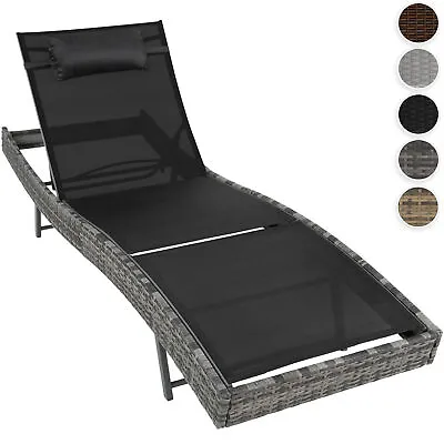Garden Furniture Rattan Sun Lounger Patio Day Bed Metal Recliner Outdoor • £93.99