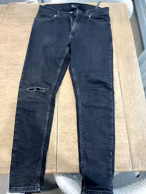 Zara Skinny Straight Fitted Rigid Jeans In Black Wash Size 31W 30L Men's Kneerip • $25.50