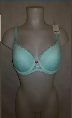 £7.99 • Buy PM-5700 Green POUR MOI 'Geometric' Gel Push-up Padded Underwired Bra Size 32C