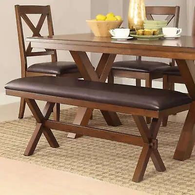 Dining Maddox Bench Rectangular Wood Padded Seat Kitchen Dining Room Furniture • $118.50