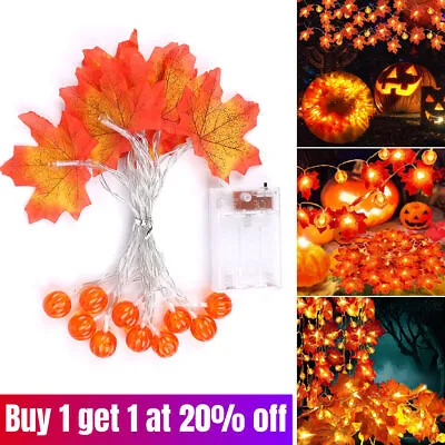 £3.27 • Buy Halloween Maple Leaves Pumpkin LED Fairy String Light Lamp Garland Party Xmas