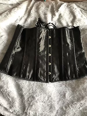 £11 • Buy Black Satin Underbust Ribbed Corset Lace Up Back 2XL Waist Training Valentines