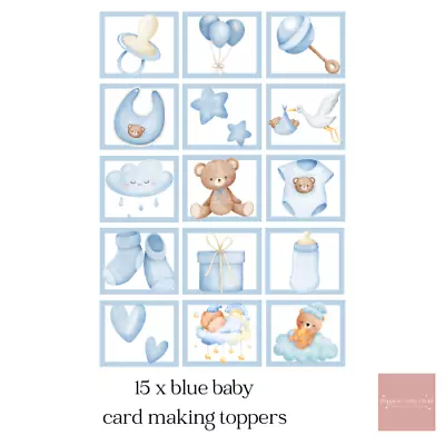 15 Blue Baby Card Making Embellishments Scrapbooking Journaling Craft Toppers • £3.29