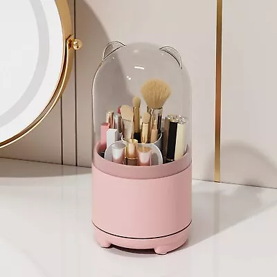 Cute Makeup Brush Holder Organizer With Lid Rotating Dustproof Make Up Brushe... • $27.67