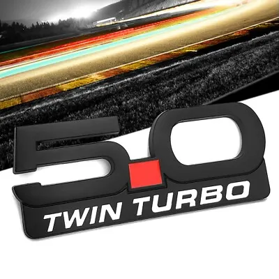 Matte Black 5.0 TWIN TURBO Style Logo Exterior Metal Emblem Decal Badge Sticker • $8.98