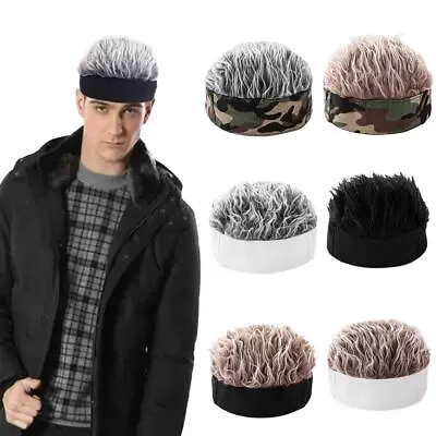 Hip Hop Beanie Hat With Spiked Fake Hair For Men Women Retro Short Wi Sell • $4.59