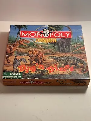 Vintage 1998 Monopoly Junior Jr Dig'n Dinos Dinosaur Board Game COMPLETE! • $25