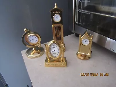 Vintage Gold Tone Mini Clocks Lot Of 4 NOT TESTED Includes A Timex • $36