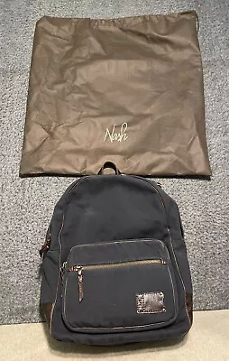 NWT Patricia Nash Men's Backpack Navy Canvas Brown Leather Trim Inside Map Print • $165