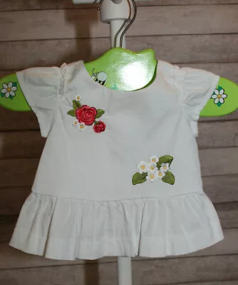 Mayoral Baby Girl White Embroidered Flowers Babydoll Ruffled Dress Size 6 Month • $17.99