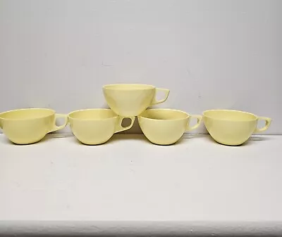 Vintage Sun-Valley Melmac Coffee Cups Yellow Retro Melamine Set/5 USA • $14.99