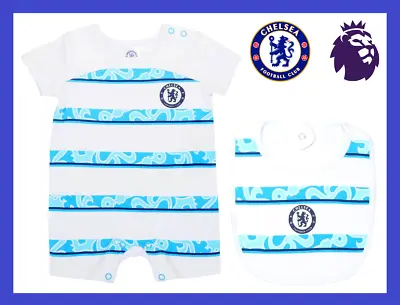 ⚽️Chelsea FC⚽️Authentic⚽️Babys Stadium Romper & Bib Set⚽️0-3 Months⚽️New⚽️04⚽️ • £10.99