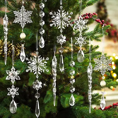 Set Of 18 Crystal Christmas Ornaments For Elegant Tree Decorations  • $20.69