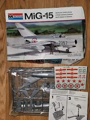 Monogram MiG-15 Soviet Fighter Jet 1/48 Scale Model Kit #5403 (1976) • $30