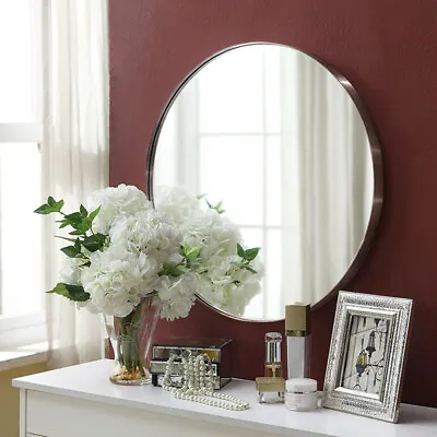 HD Mirror Metal Frame Circle Wall Mirror Bathroom Bedroom Makeup Dressing Mirror • £15.95