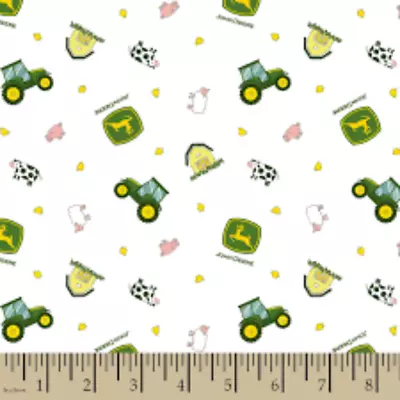 John Deere Nursery Tractor Toss Cotton Fabric • $10.49