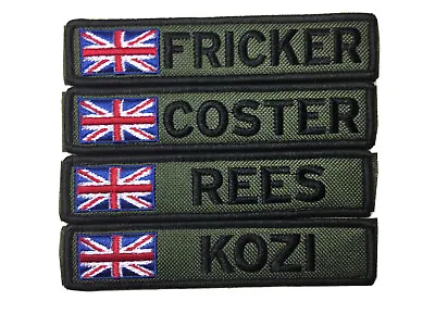 £6.99 • Buy 1 X Custom Name Tape UK Flag Patch Badge Embroidered 5 X 1  Hook & Loop AirSoft 