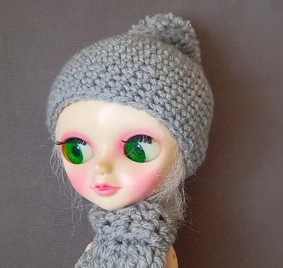 Handmade Grey Bobble Hat And Scarf For Tangkou Doll And Blythe Doll. Hat. • £5.99