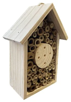 Hanging Wooden Bee Beetle & Insect House Garden Bug Hotel Natural Eco Shelter • £6.49