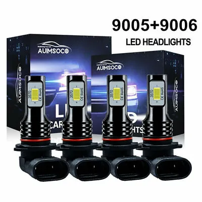 4x LED Combo 9005 9006 Headlight Bulbs High Low Beam Kit 6500K Xenon White • $24.99