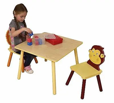 Liberty House Toys Jungle Table And 2 Chair Set Wood Multi-Colour 66x66x53 Cm • £109.99