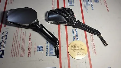 Kuryakyn 1764 Skeleton Hand Mirrors Black Chrome Harley Davidson Dyna Chopper • $64.99