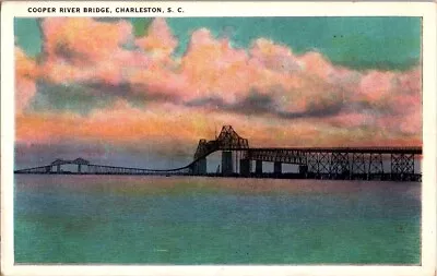 Vintage Cooper River Bridge Charleston SC Postcard Paul E Trouche • $9.99