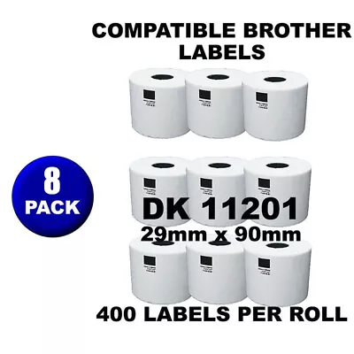 8 Rolls Compatible Brother DK11201 400 Address Labels 29x90mm QL570 QL700 QL1050 • $28.62