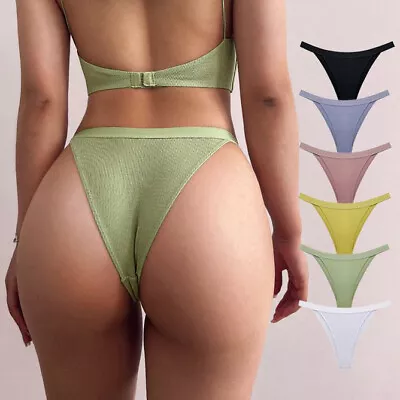 $8.99 • Buy Sexy Women Lingeries G-string Thong V Back Underwear Ribbed Brief Knicker Bikini