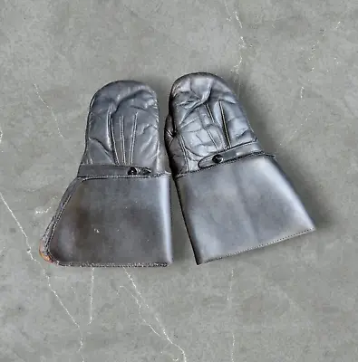 Vtg Harley Davidson Mittens Gloves Mens M Black Lambskin Shearling Gauntlet Used • $64.98