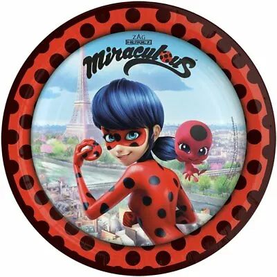 Official MIRACULOUS LADYBUG Party Paper PLATES 23cm Birthday Party Tableware 8pk • £6.95
