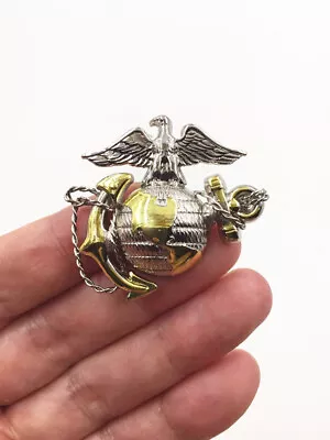 US Marine Corps Officer Dress Cap Badge Pin Insignia USMC BADGE Silver • $13.99