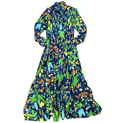 Vintage Saks Fifth Avenue Floral Ribbed Mock-Neck Maxi Dress Size M STUNNING • $399.99