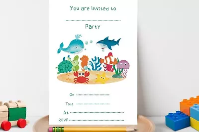 Sealife Children's Party Invitations 10 Kids Sealife Party Invites Ocean • £5.95