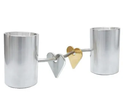 MENU Double Heart Candle Holder Scandinavian Modern - Steel Gold Silver • $74.99