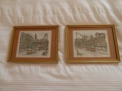 2 X Vintage Glasgow Tram Illustration Prints. Sauchiehall Street & Charing Cross • £80