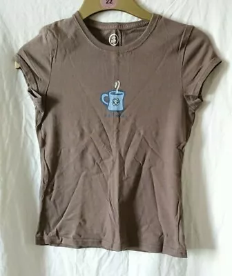 Life Is Good Start Me Up Ladies/Womens Brown Tshirt Size XS (US) • £5