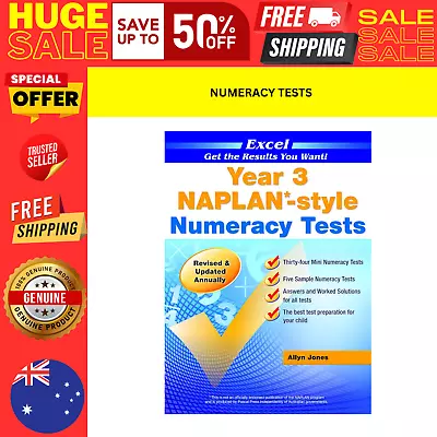 Excel Year 3 Naplan- Style Numeracy Tests By Allyn Jones Paperback Book NEW AU • $23.34