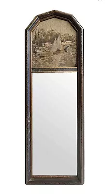 TRUMEAU WALL MIRROR: 26  Vintage Angular Sailing/40  Antique Oval French Gilt • $257.62