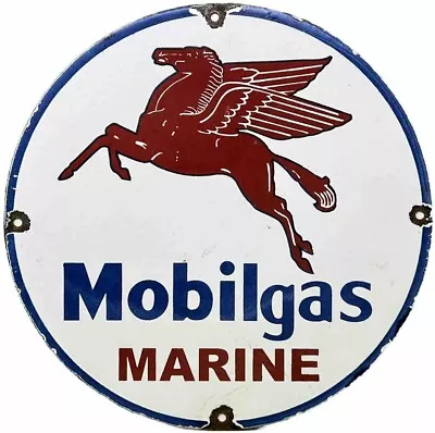 Vintage Mobilgas Marine Porcelain Sign Dealership Gas Station Mobil Oil Peggy • $116.38