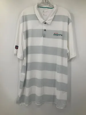 Miami Dolphins Team Issued White&gray Dri-fit Nike Coaches Sideline Polo Sz: 3xl • $29.99