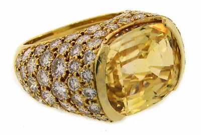 Vintage Van Cleef & Arpels 18k Gold Bombe RING Yellow Sapphire Diamond Jewelry • $1