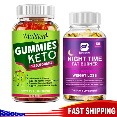 Keto Gummies Advanced Ketone ACV Weight Loss Night Time Fat Burner Supplement • $11.16