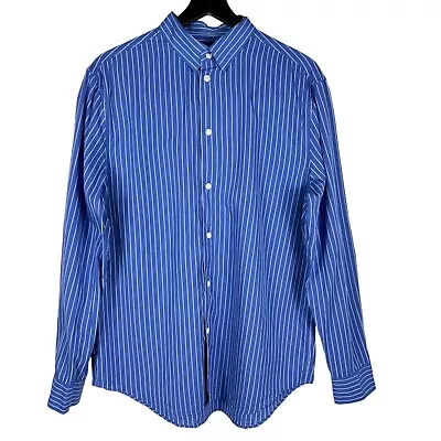 NWT H&M Men's Regular Fit Button Down Collared Shirt In Blue Stripes Size L • $8.99
