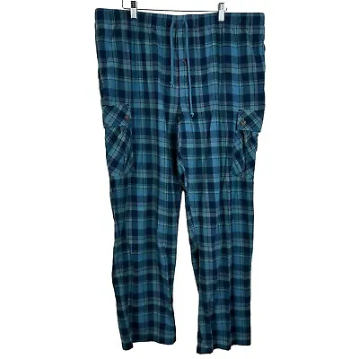 Duluth Trading Pants Mens Size XL Blue Plaid Flannel Cargo Loungewear Pajama • $24