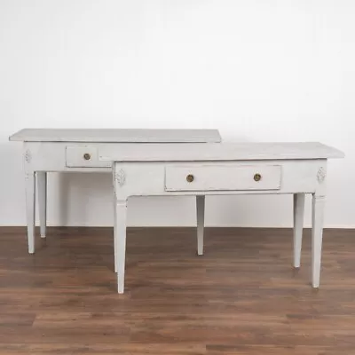 Pair Antique Swedish Gustavian Style White Painted Console Side Tables Circa 1 • $4250